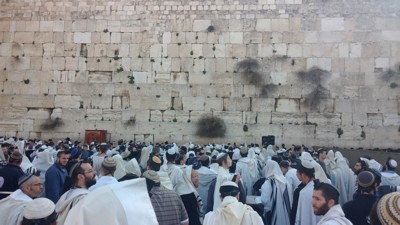 Rosh Chodesh (New Month) Adar prayer at the Western Wall