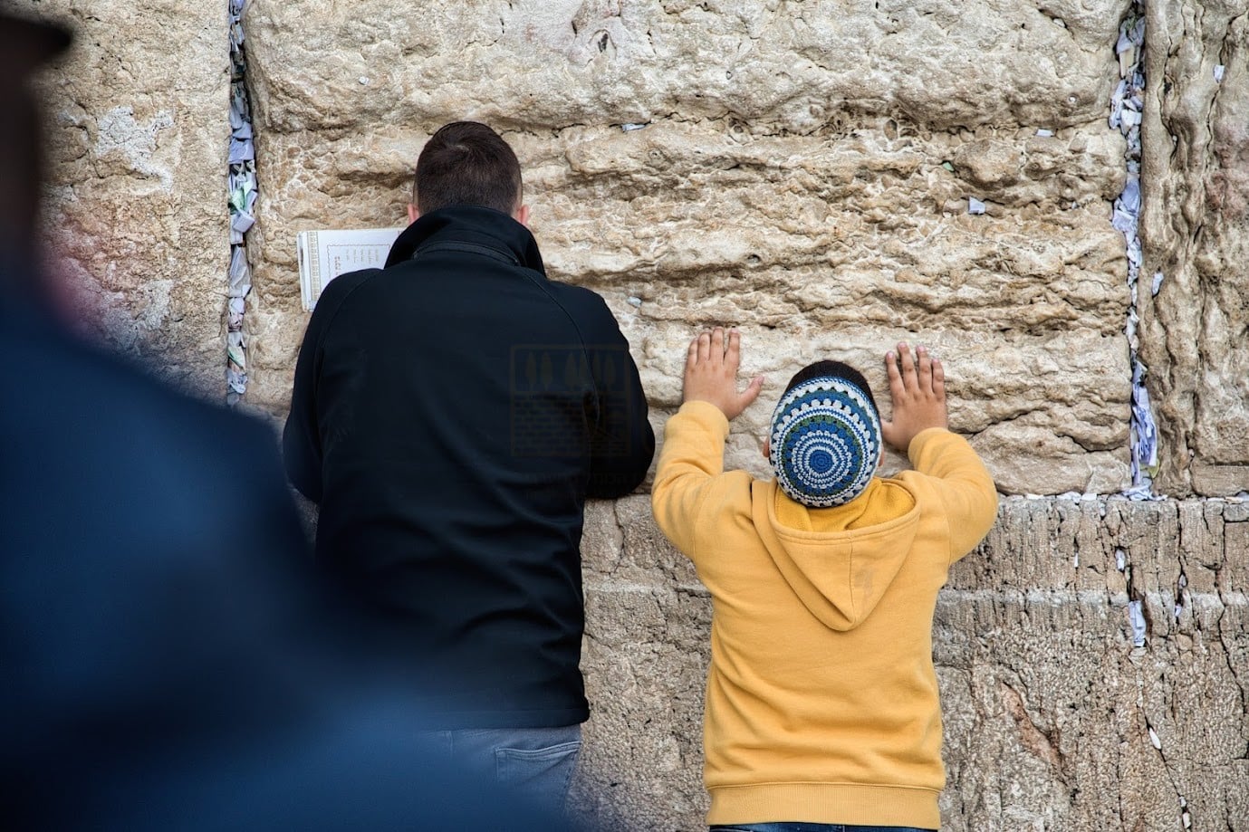 תפילה על אבני הכותל אבא ובן